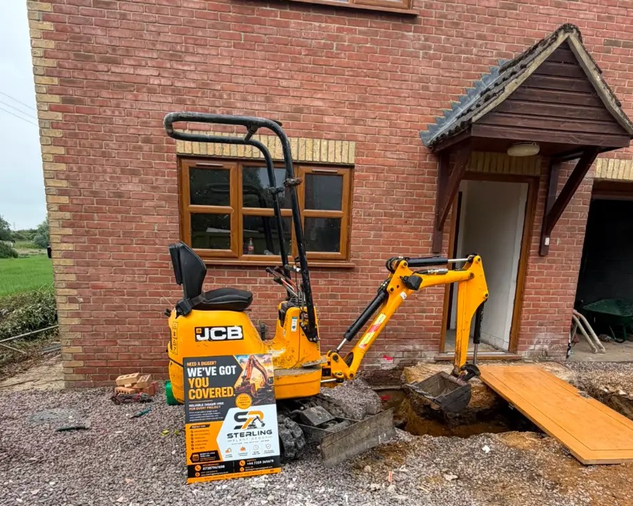 Sterling Plant Group JCB 8008 CTS micro digger on a customer driveway job in Norfolk