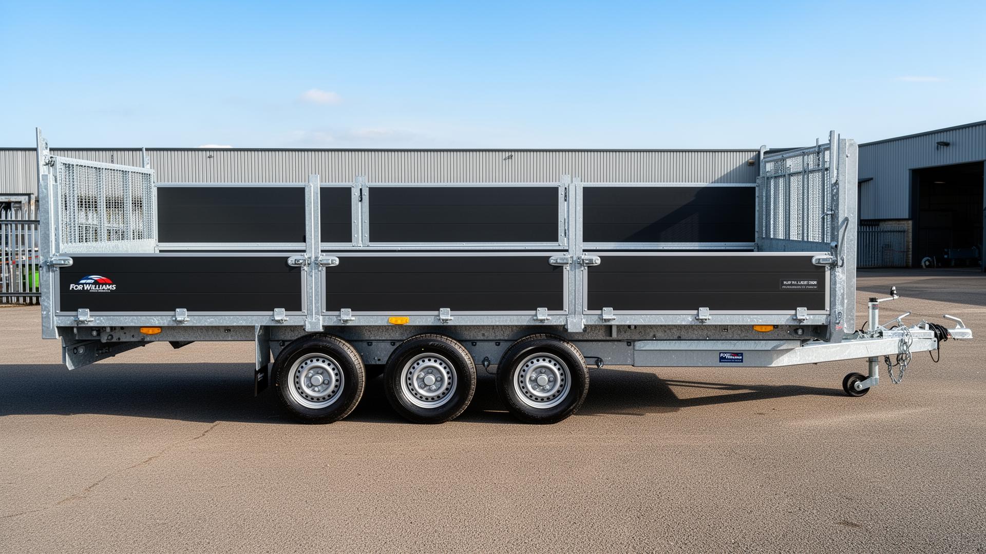 Ifor Williams LM166 16ft twin-axle dropside flatbed trailer